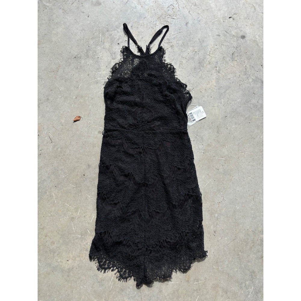 Intimately Free People Black Lace Halter Mini Dress XS NWT Boho Racerback Button - Picture 2 of 6